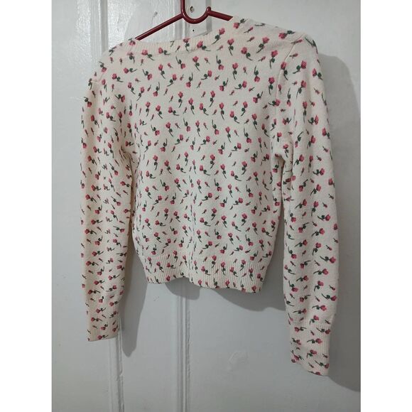 Zara womens medium sweater cardigan cream red fairy Cottagecore wool blend - Picture 5 of 8